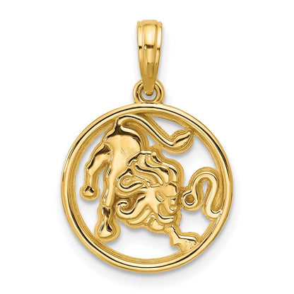 14k Yellow Gold Polished Round Leo Pendant for Women