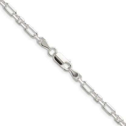 Sterling Silver Diamond-Cut 4mm 3 Short Plus 1 Long Cable Link Chain Necklace