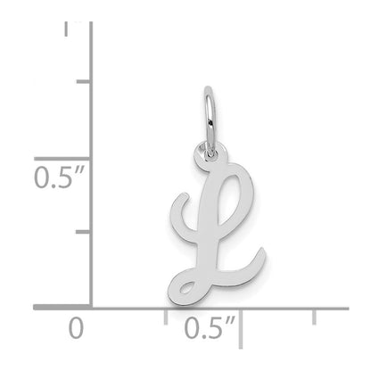14k White Gold Small Script Letter L Initial Charm Pendant for Women