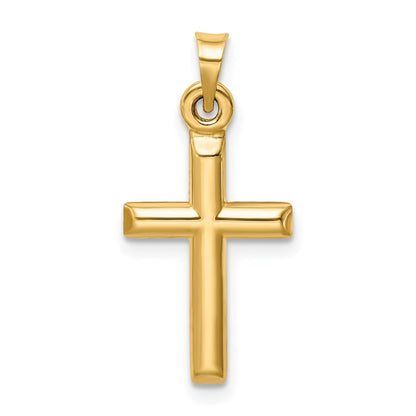 14k Yellow Gold Hollow Diamond-cut Cross Pendant for Women