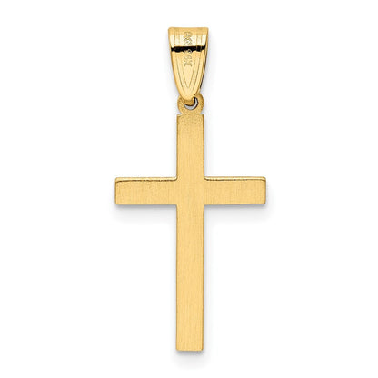 14k Yellow Gold Solid Laser Etched Cross Pendant for Women