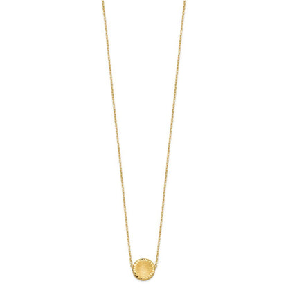14k Yellow Gold Brushed Polished & Diamond-Cut Circle Necklace