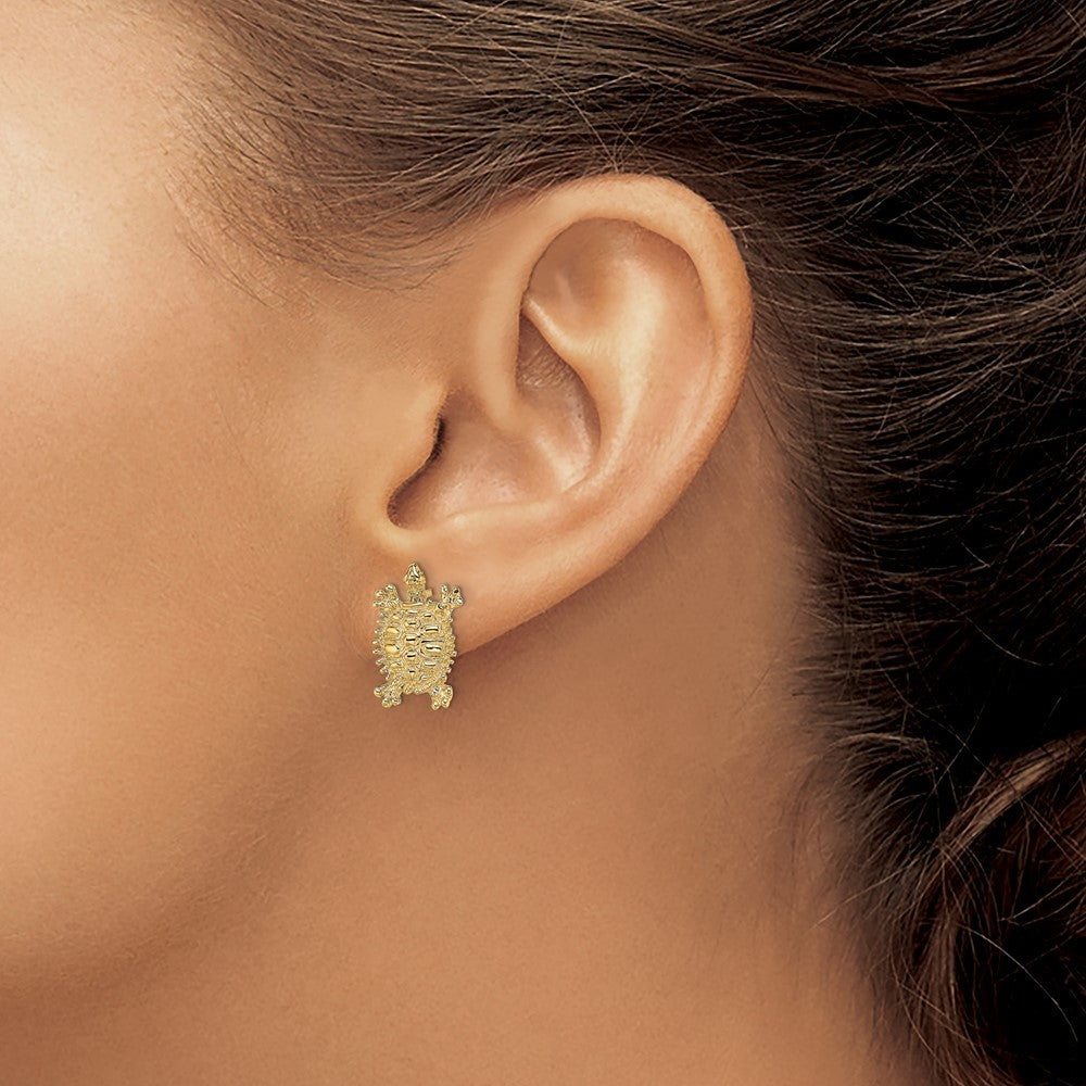 14k Yellow Gold Land Turtle Earrings