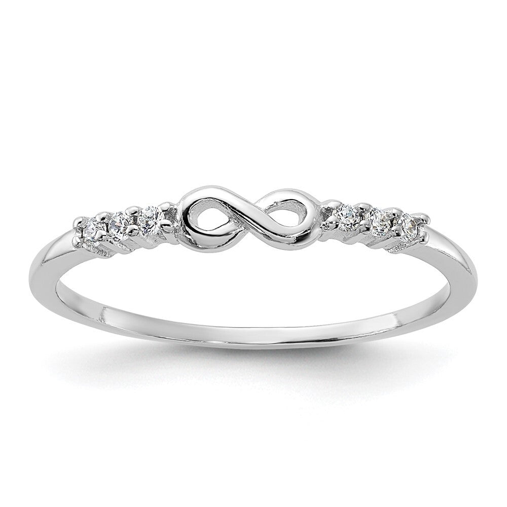 Sterling Silver Rhodium Plated Cubic Zirconia Infinity Ring Size 6