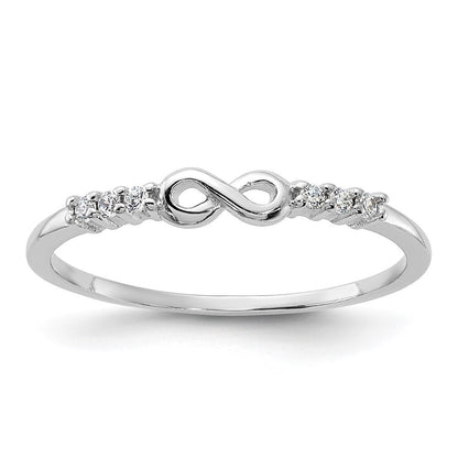 Sterling Silver Rhodium Plated Cubic Zirconia Infinity Ring Size 6