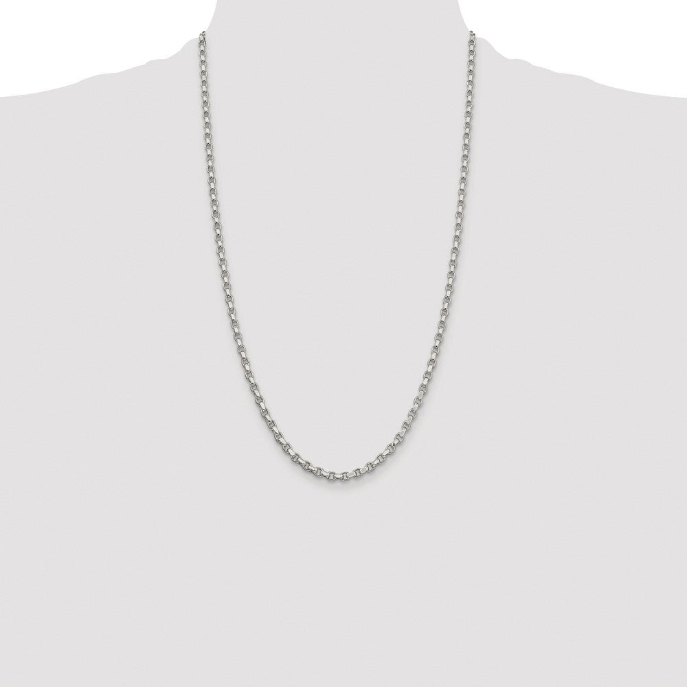Sterling Silver Rhodium-plated 3.5mm Diamond-cut Rolo Chain