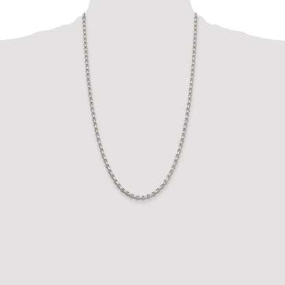 Sterling Silver Rhodium-plated 3.5mm Diamond-cut Rolo Chain