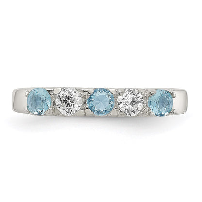 Sterling Silver Light Blue & White Cubic Zirconia Ring Size 7