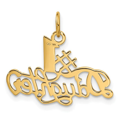14k Yellow Gold #1 DAUGHTER Charm Pendant for Women