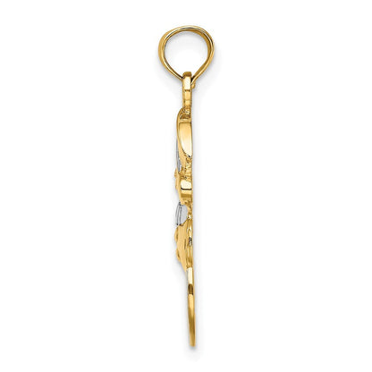 14k Yellow Gold and Rhodium Snowman Joy Pendant for Women