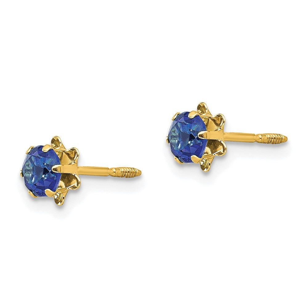 14k Yellow Gold 4mm CZ Birthstone (Sep) Screwback Earrings