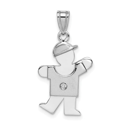 14k White Gold AA Diamond Kid Pendant for Women