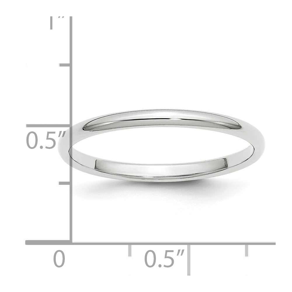 Platinum 2mm Half Round Wedding Band Ring Size 10