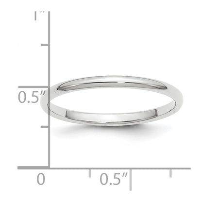 Platinum 2mm Half Round Wedding Band Ring Size 10