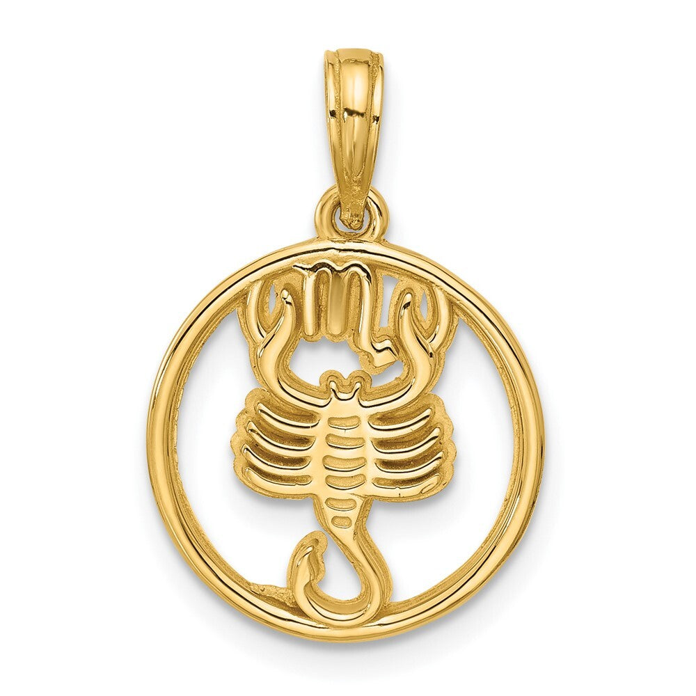 14k Yellow Gold Polished Round Scorpio Pendant for Women