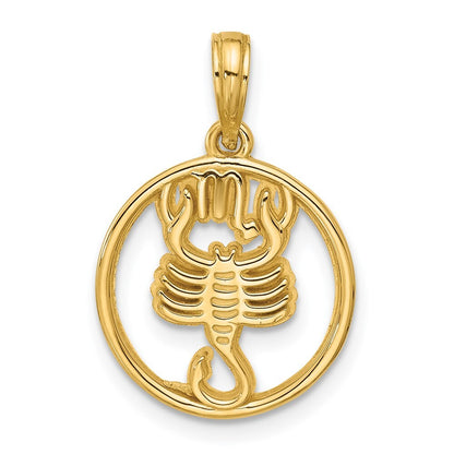 14k Yellow Gold Polished Round Scorpio Pendant for Women