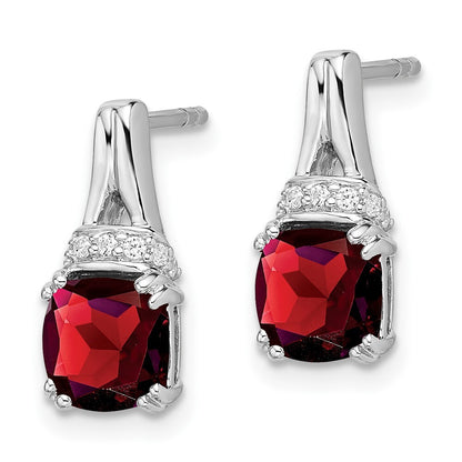 14k White Gold Garnet and Diamond Drop & Dangle Earrings