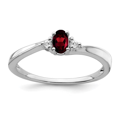 14k White Gold Garnet and Diamond Ring Size 7