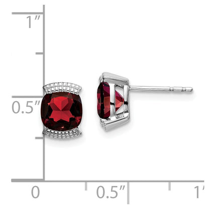14k White Gold Garnet Stud Earrings