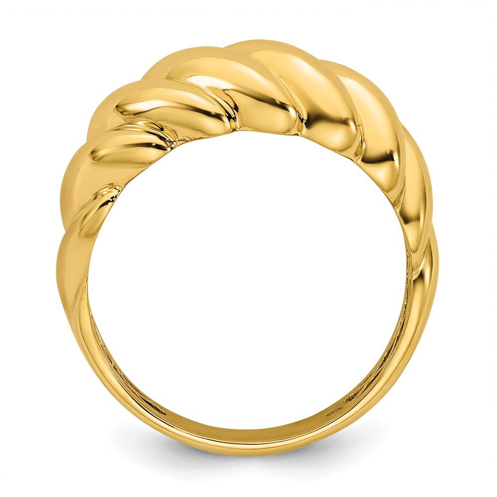 14K Yellow Gold Polished Twisted Domed Ring Size 7