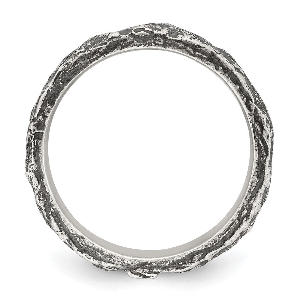Sterling Silver Antiqued and Textured Nugget Mens Size 9 Band Ring