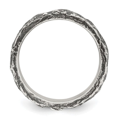 Sterling Silver Antiqued and Textured Nugget Mens Size 9 Band Ring