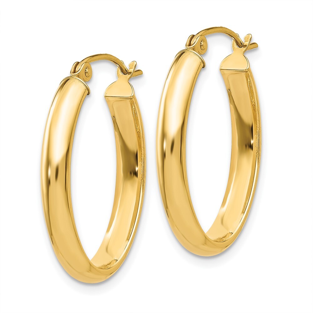 14k Yellow Gold Polished 3.5mm Oval Hoop Earrings Gift for Women
