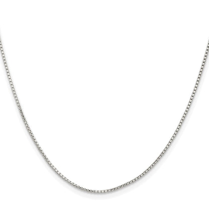 Sterling Silver Rhodium-plated 1.1mm Diamond-cut Round Box Chain 4in ext.