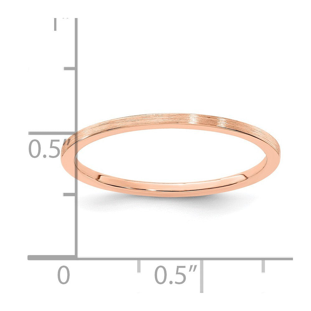 14K Rose Gold 1.2mm Flat Satin Stackable Band Size 8