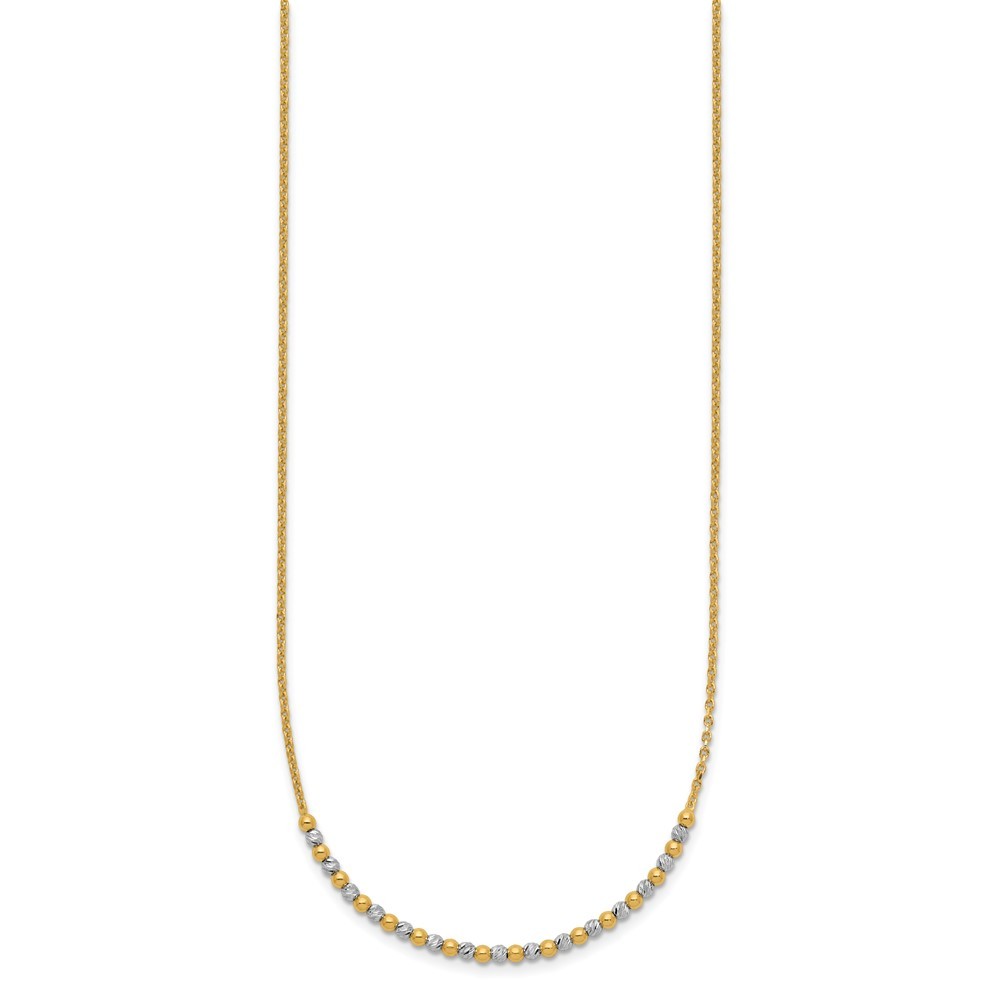 14K Two-tone Gold Diamond-cut Beaded 18in Necklace