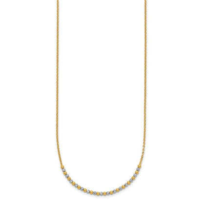 14K Two-tone Gold Diamond-cut Beaded 18in Necklace