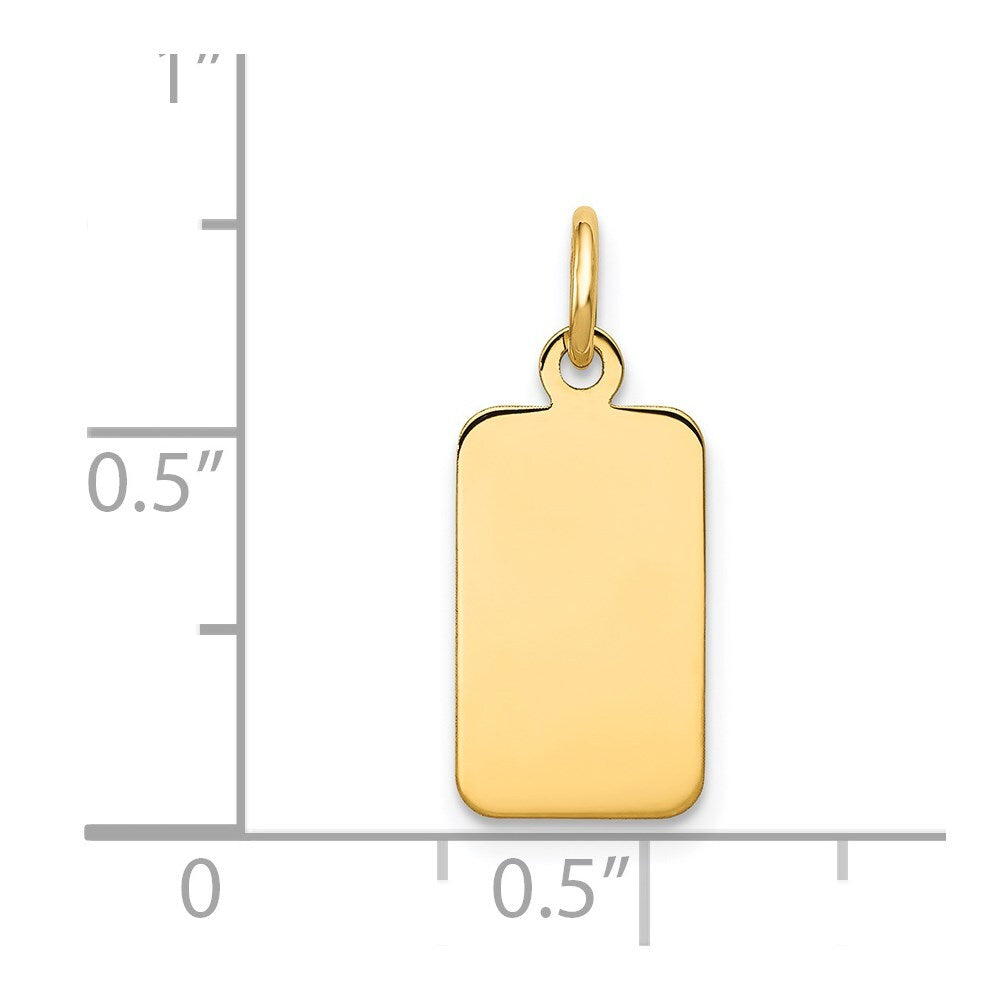 14k Yellow Gold Plain .013 Gauge Engravable Rectangular Disc Charm Pendant