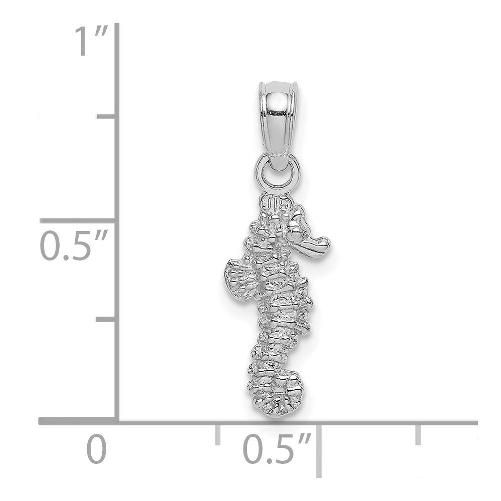 14k White Gold 3-D Mini Seahorse Charm Pendant for Women