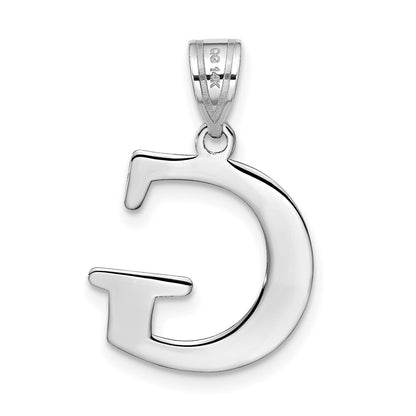 14k White Gold Polished Etched Letter G Initial Pendant for Women