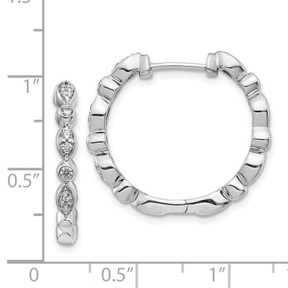 14k White Gold Diamond Hinged Hoop Earrings
