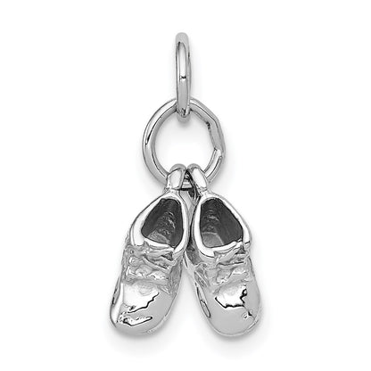 14k 3D Moveable White Gold Baby Shoes Charm Pendant