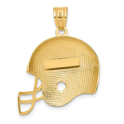 14k Yellow Gold Brushed Football Helmet Pendant for Women