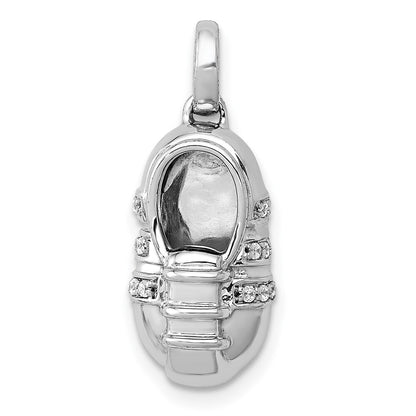 14k White Gold Diamond Baby Boy Shoe Pendant for Women