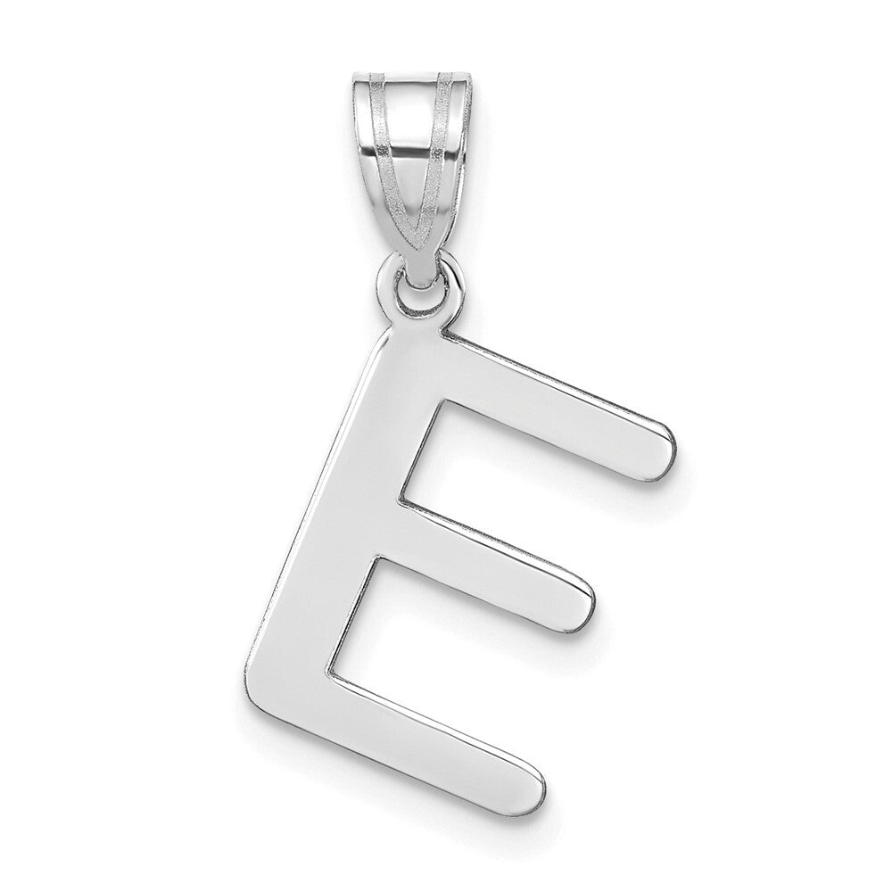 14k White Gold Polished Bubble Letter E Initial Pendant for Women