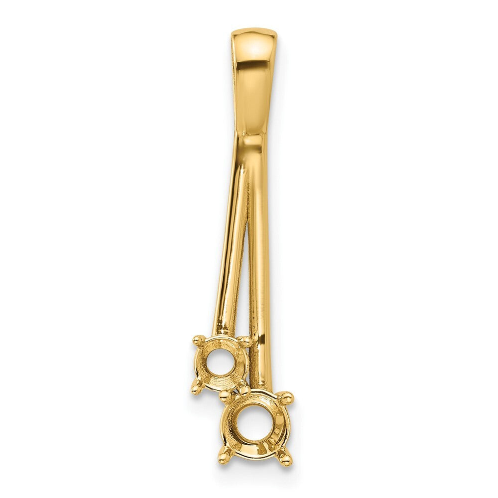 14k Yellow Gold Diamond Two Stone Pendant Mounting