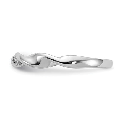 14k White Gold Diamond Fancy Twist Ring Size 7