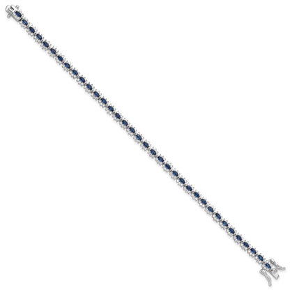 Sterling Silver Rhodium-plated with Blue and White CZ 7.5in Bracelet