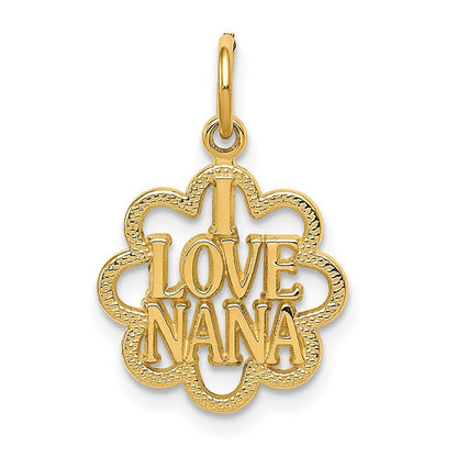 14k Yellow Gold I LOVE NANA Charm Pendant for Women