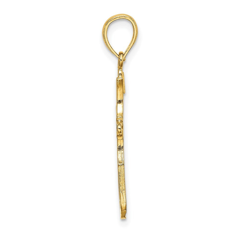 14k Yellow Gold Cross Cut-Out and Polished Cross Charm Pendant for Women