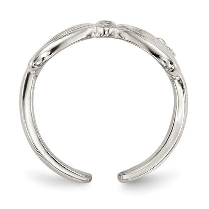 Sterling Silver Polished Cubic Zirconia Butterfly Double Finger Ring Size 7