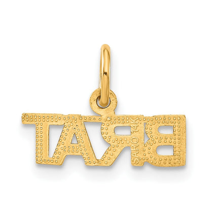 14k Yellow Gold Polished BRAT Charm