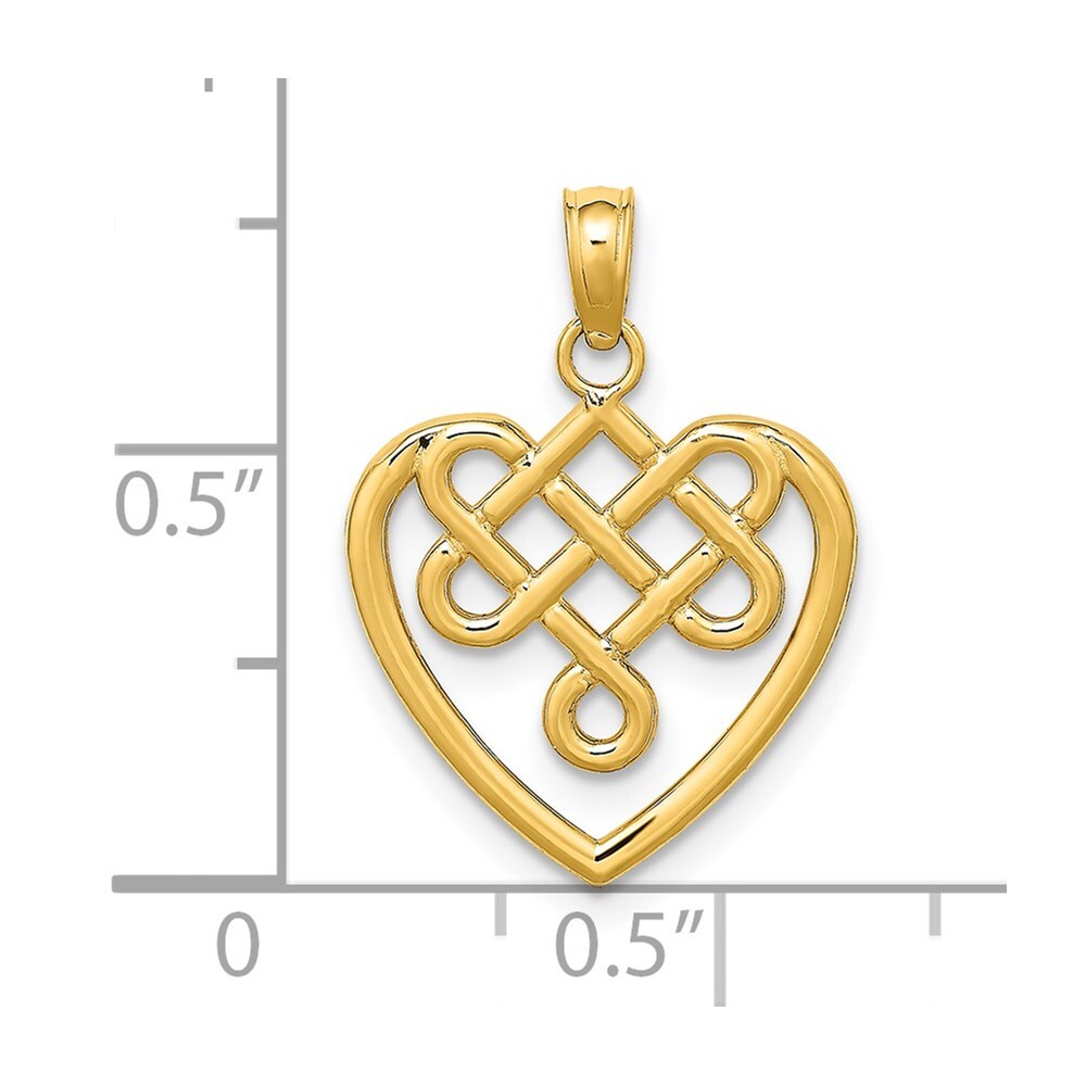 14k Yellow Gold Small Celtic Knot Heart Charm Pendant for Women