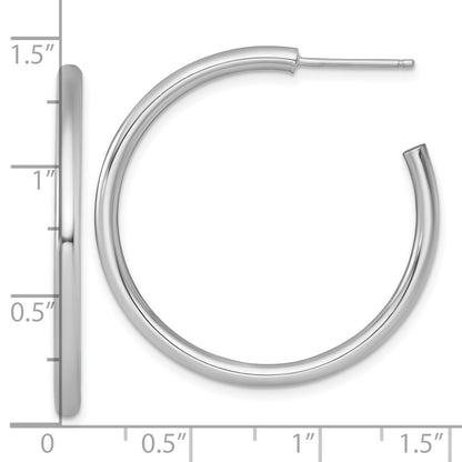 14k White Gold Polished 2.5 x 35mm Tube C-Hoop Earrings