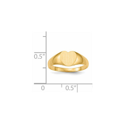 14K Yellow Gold 6.5x8.0mm Closed Back Heart Signet Ring