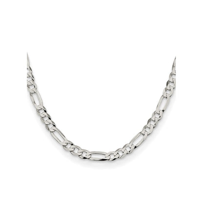 Sterling Silver 7.0mm Lightweight Flat Figaro Chain Necklace